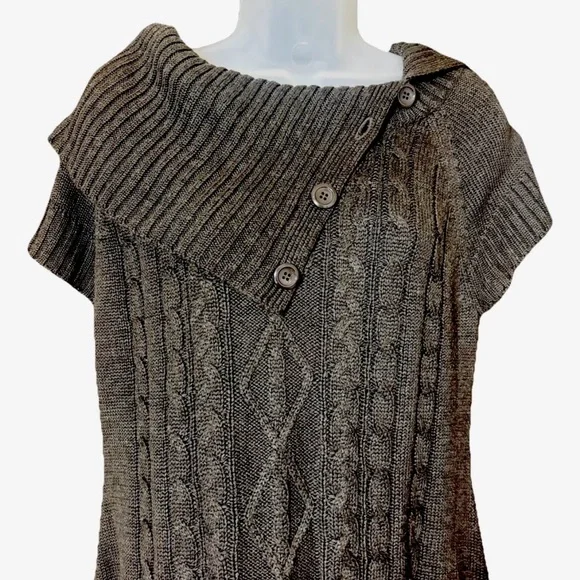 Calvin Klein Brown Size Large L Cable Knit Short Sleeve Sweater Dress - Picture 2 of 11